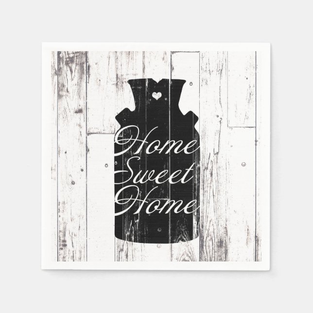 Farmhouse White Wood Rustic Milk Jug Home Sweet Napkin (Front)