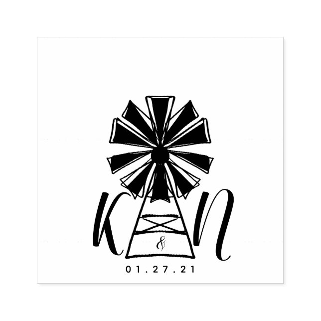 Farmhouse Windmill Logo Wedding Rubber Stamp (Imprint)