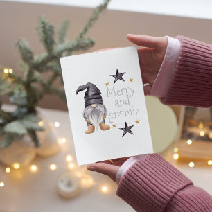 Farmhouse Winter Watercolor Gnome for Christmas Holiday Card