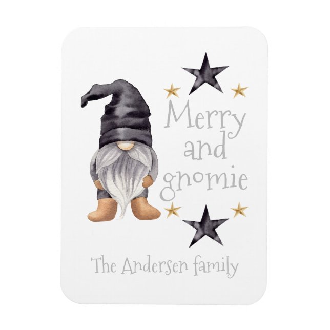 Farmhouse Winter Watercolor Gnome for Christmas Magnet (Vertical)