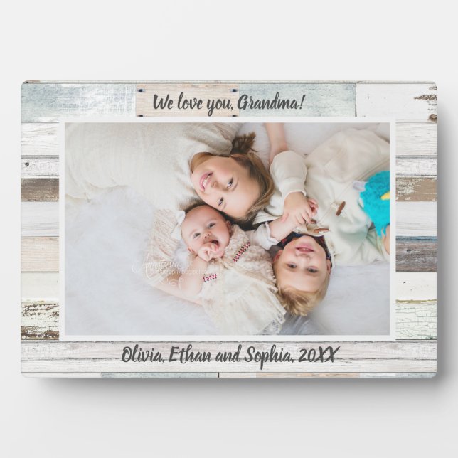 Farmhouse Wood Personalized Name Photo Plaque (Front)