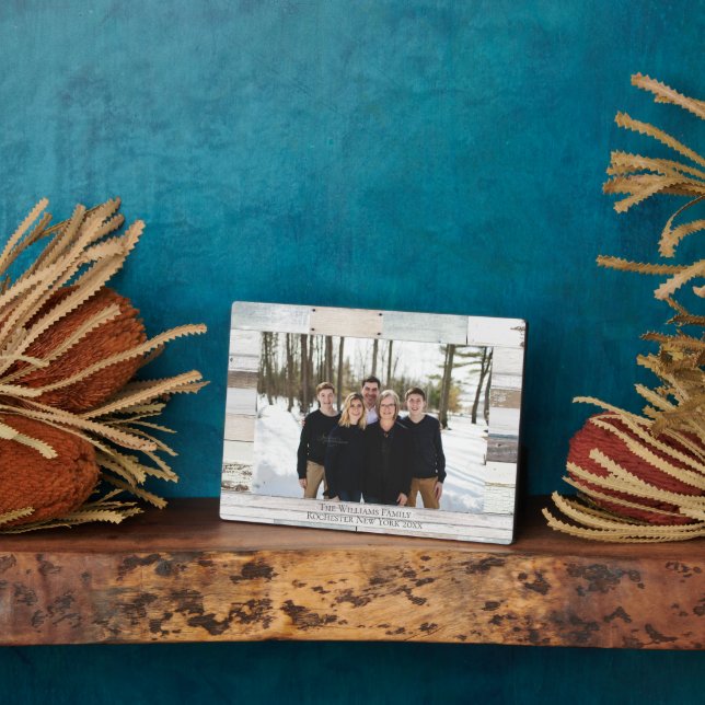 Farmhouse Wood Personalized Name Photo Plaque (Side)