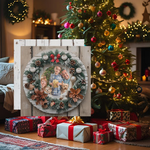 Farmhouse Wreath Customizable Family Christmas Holiday Card