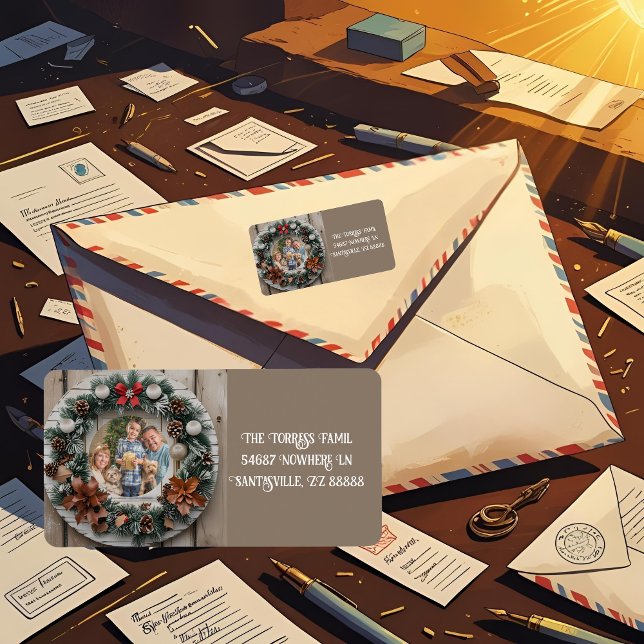  Farmhouse Wreath Customizable Family Label (Creator Uploaded)