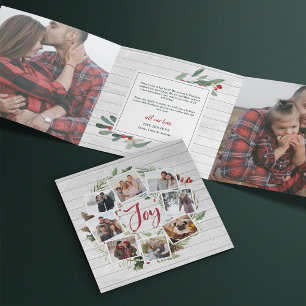Farmhouse Wreath Multi Photo Tri-Fold Holiday Card