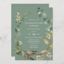 Farmhouse Wreath Thanksgiving Dîner Invitation