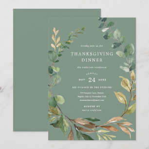 Farmhouse Wreath Thanksgiving Dîner Invitation