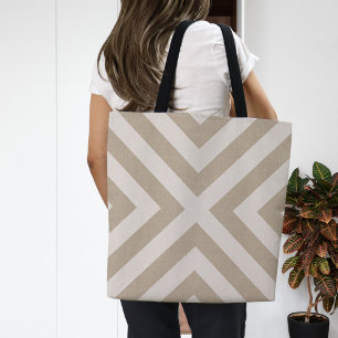 Farmhouse X Beige Linen Tote Bag