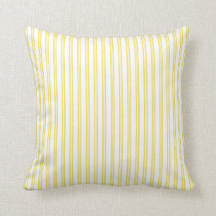 Farmhouse Yellow Vintage Ticking Stripe Accent Throw Pillow