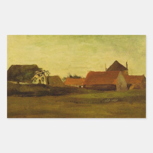 Farmhouses in Loosduinen Hague by Vincent van Gogh Sticker (Front)