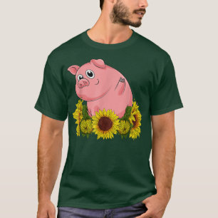 Farming Farm Animal Lover Farmer Piglet Hippie Sun T-Shirt