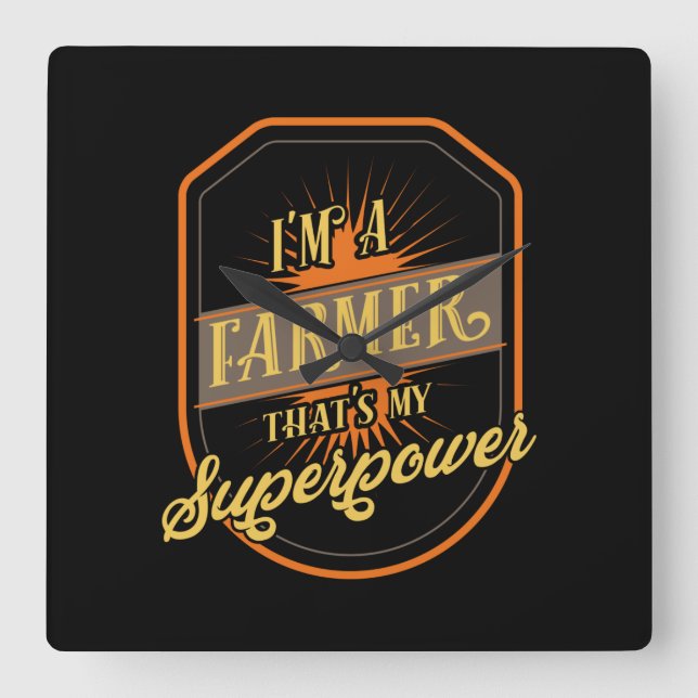 Farming Farmer Square Wall Clock (Front)