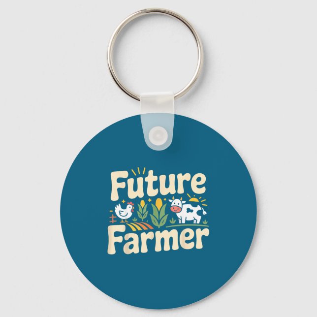 Farming Farmer Tractor Future Keychain (Front)