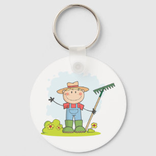 Farming Gardening Boy Keychain