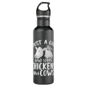 Farming Girls Farmer Women Farm Animal Cow Chicken 710 Ml Water Bottle