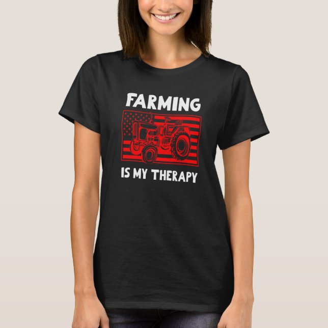 Farming Is My Therapy Old Man With A Tractor T-Shirt (Front)