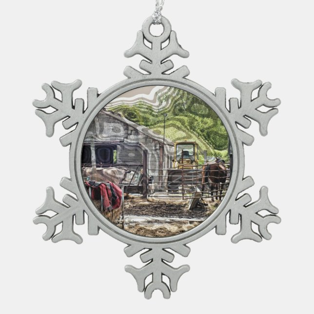 FARMING SNOWFLAKE PEWTER CHRISTMAS ORNAMENT (Front)