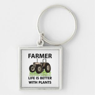 Farming Tractor Field Farmer  Keychain