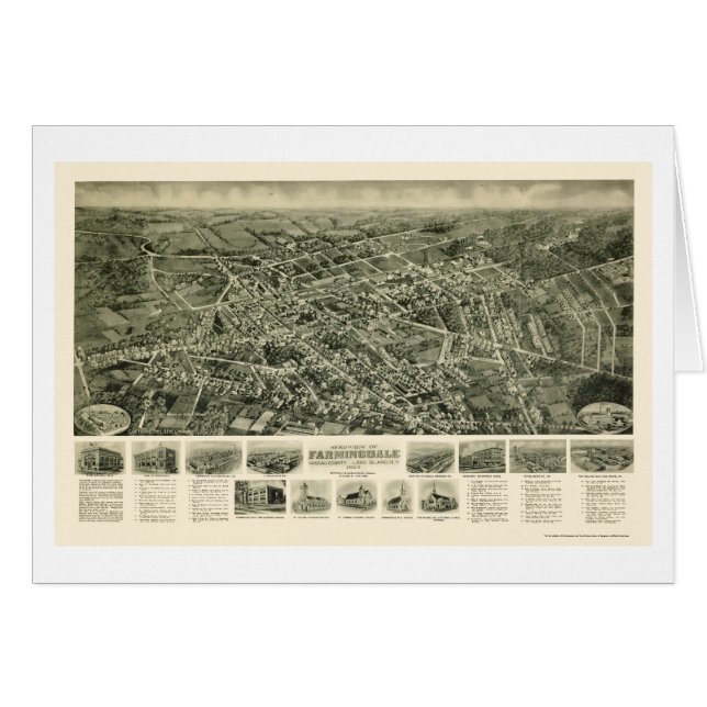 Farmingdale, carte panoramique de NY - 1925 (Devant horizontal)