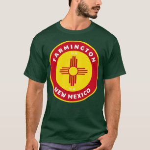 Farmington New Mexico NM Badge with a Zia Flag Rou T-Shirt