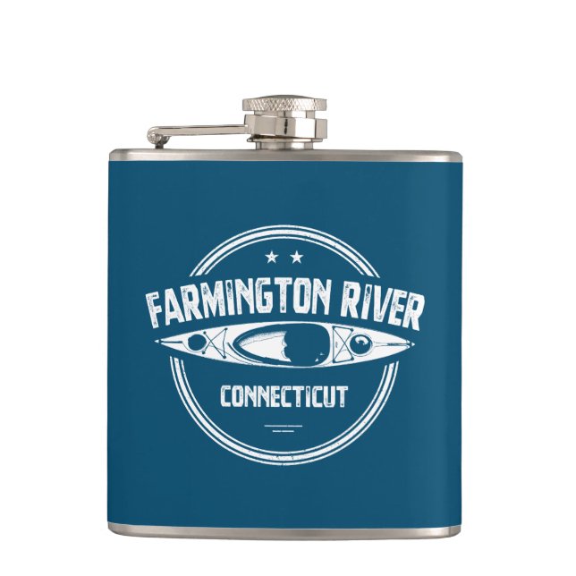 Farmington River Connecticut Kayaking Hip Flask (Front)