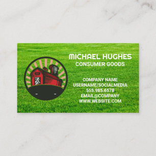 Farmland   Barn Logo   Grass Background Business Card