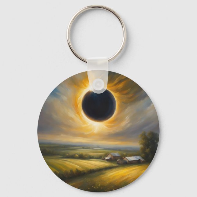 Farmland Solar Eclipse Add Text Custom Event Keychain (Front)