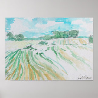 Farmland Watercolor Poster