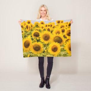 Farms A Sunflower Field Fleece Blanket
