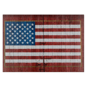 Farms American Flag Barn Mural Cutting Board