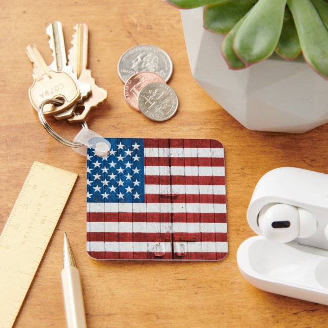 Farms | American Flag Barn Mural Keychain (Desk)