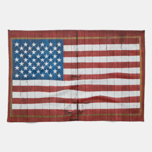 Farms American Flag Barn Mural Kitchen Towel