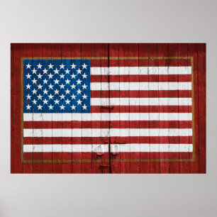 Farms   American Flag Barn Mural Poster