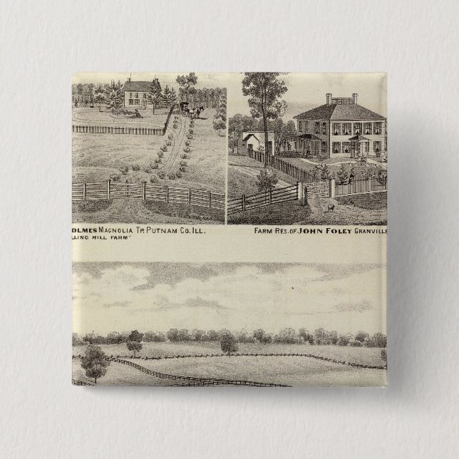 Farms and residences in Magnolia 2 Inch Square Button (Front)