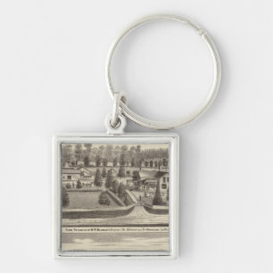 Farms and residences of WR Blodgett & GC Daubner Keychain