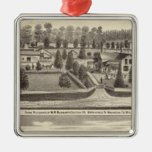 Farms and residences of WR Blodgett & GC Daubner Metal Ornament