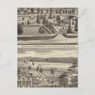 Farms and residences of WR Blodgett & GC Daubner Postcard