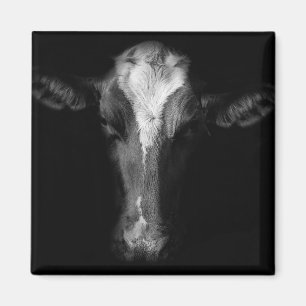 Farms B&W Cow Head Shot Magnet