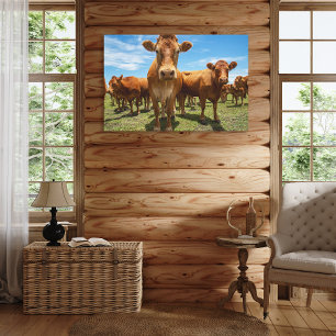 Farms Brown Cow Group Canvas Print