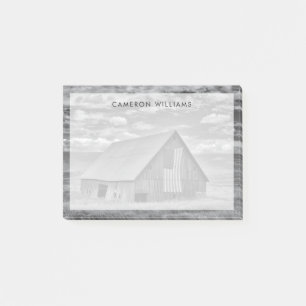 Farms   BW American Flag Barn Scene Post-it Notes