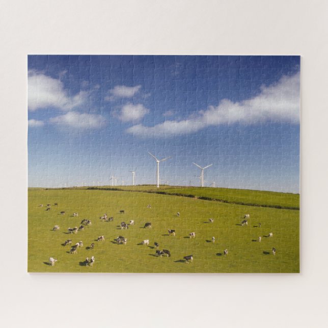 Farms | Cows Near Windmill Farm Jigsaw Puzzle (Horizontal)