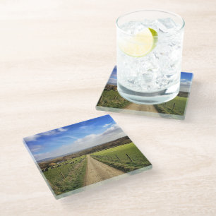 Farms   English Countryside Dirt Road Glass Coaster
