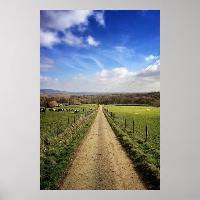 Farms | English Countryside Dirt Road Poster (Front)