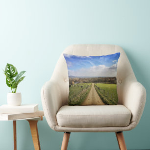 Farms English Countryside Dirt Road Throw Pillow