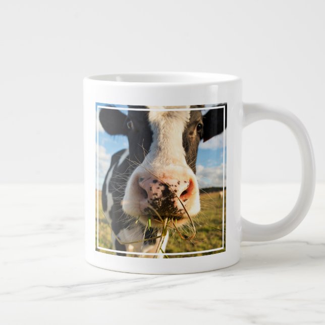 Farms | Holstein Cow Chewing Large Coffee Mug (Right)