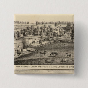 Farms of G Ives, Oakland, and A Wheeler, Pewaukee 2 Inch Square Button
