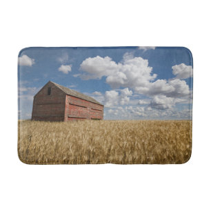 Farms Old Red Barn in Wheat Field Bath Mat