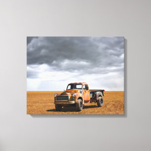 Farms Old Truck in Field Canvas Print