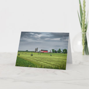 Farms Red Barn & Silo in Spring Card