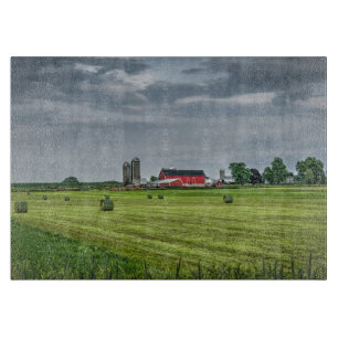 Farms Red Barn & Silo in Spring Cutting Board